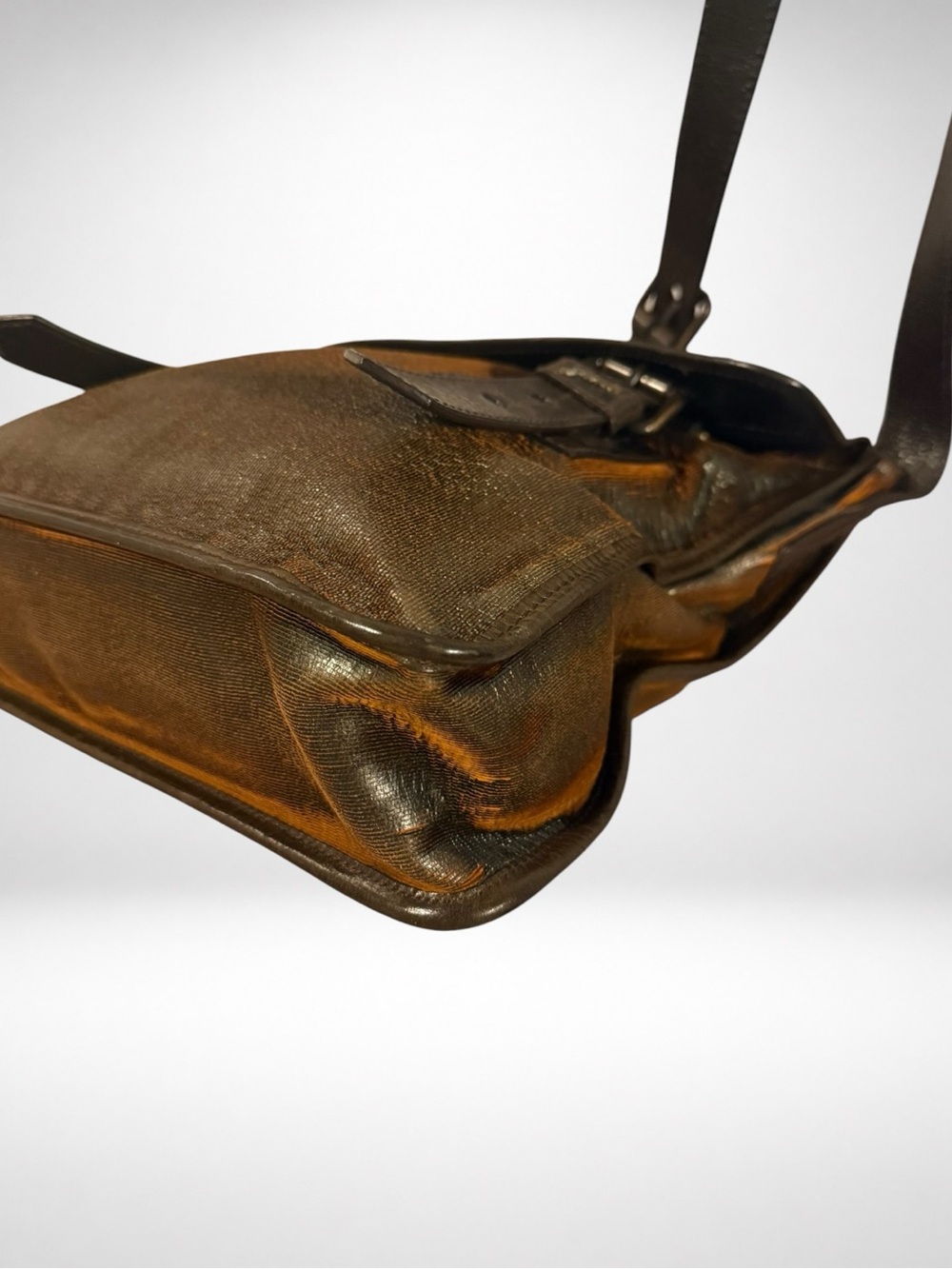 Fendi Vintage Archive Crossbody Messenger Bag Metallic Bronze Copper Y2K - Picture 8 of 16